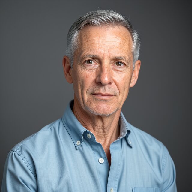 The same man shown about twenty-five years older