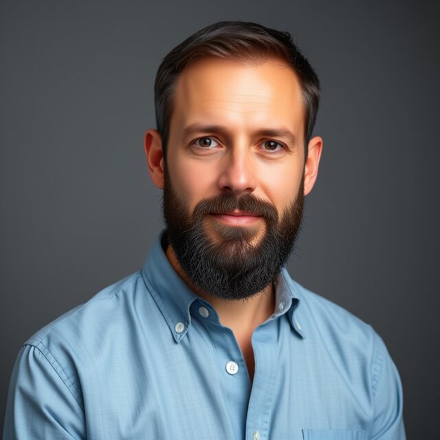 The same man with a full beard